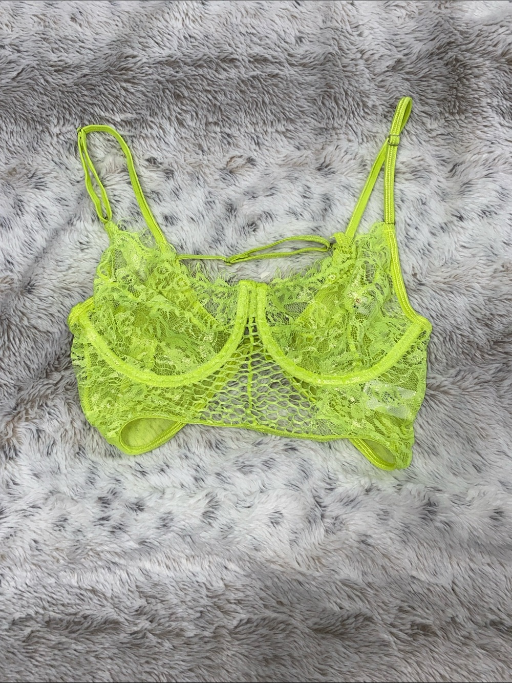 Neon Lime Lace Underwire Bralette - Women Intimates